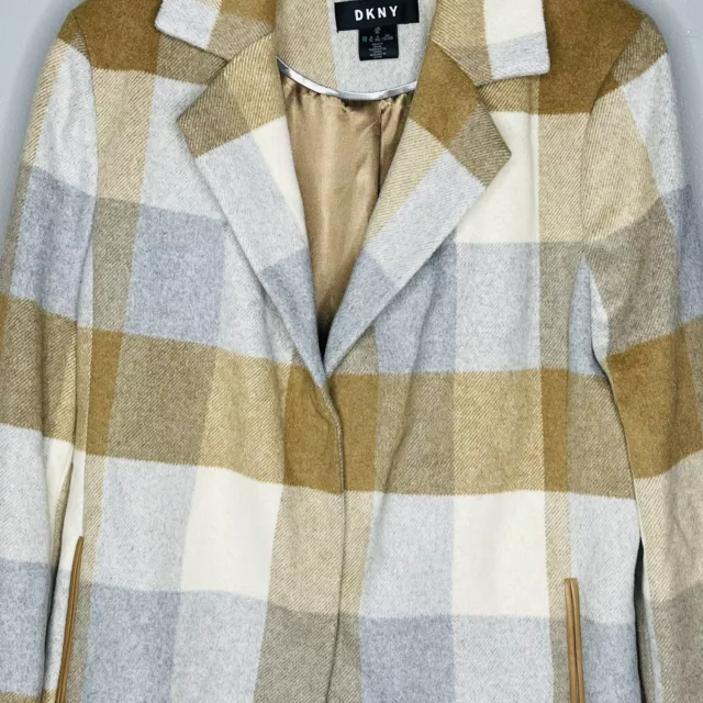 DKNY womens beautiful  NEW Checked Wool-blend Felt Coat Size XL New 3