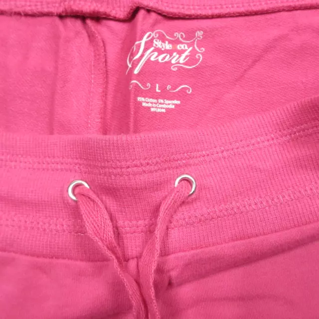Style & Co Sport Shorts Womens Large Pink Stretchy Elastic Waist Drawstring 3