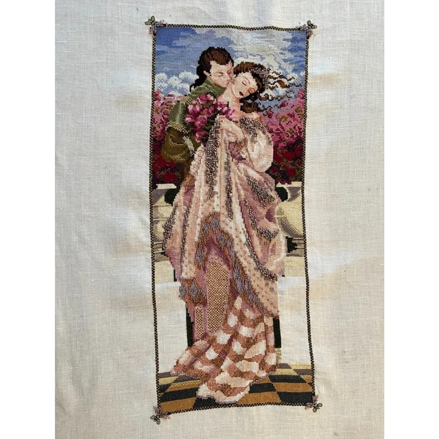 "El beso"" completo Mirabilia patrón vintage de Nora Corbett con cuentas