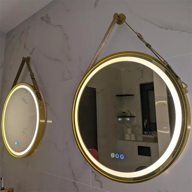 Quality Frame LED Bathroom Mirror Wall Mount/Hanging HD Makeup w/Adjusting Strap