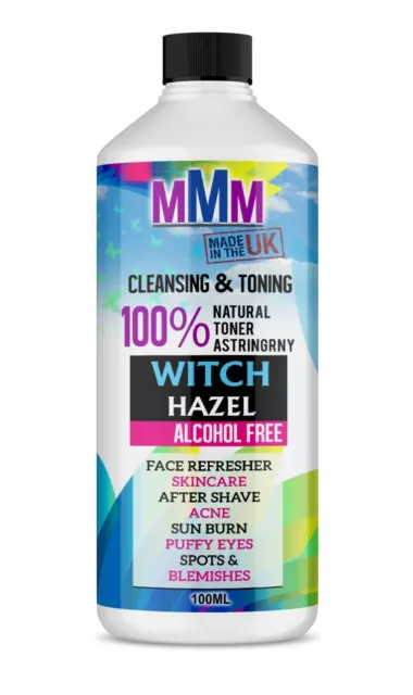 Witch Hazel Pure Natural Distilled Skincare Acne Face Toner alcohl FREE 100ML