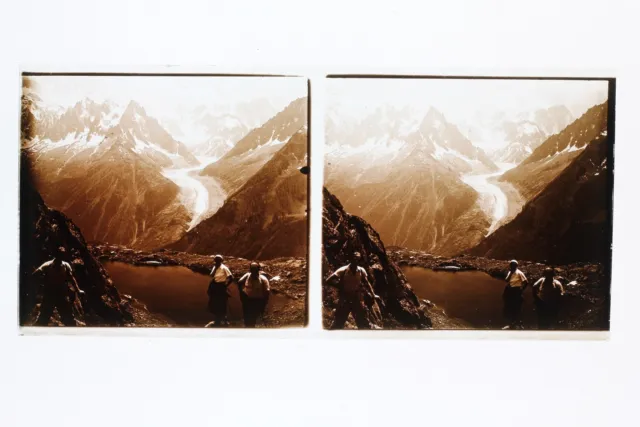Snow Mountain France Switzerland Photo Stereo L1n24 Glass Plate Vintage