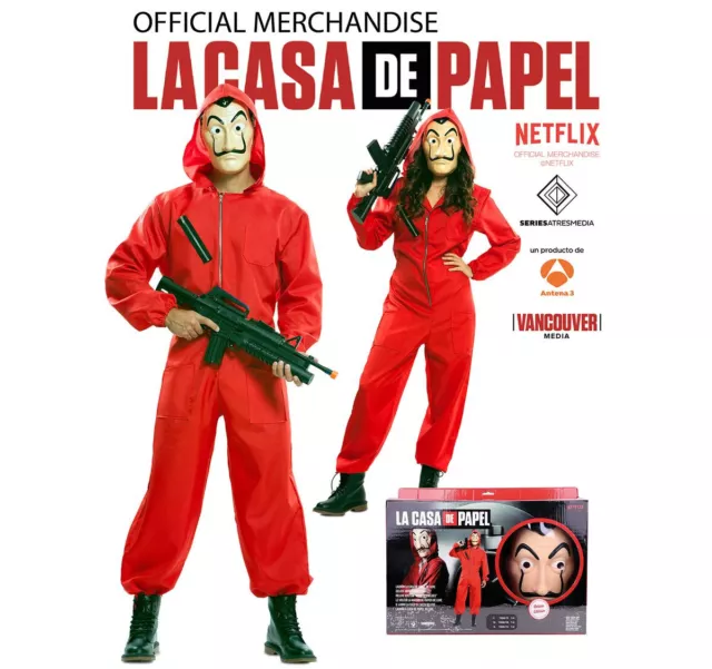 Haus des Geldes Deluxe Kostüm La Casa de Papel inkl. Maske Gr. S-XL Overall rot