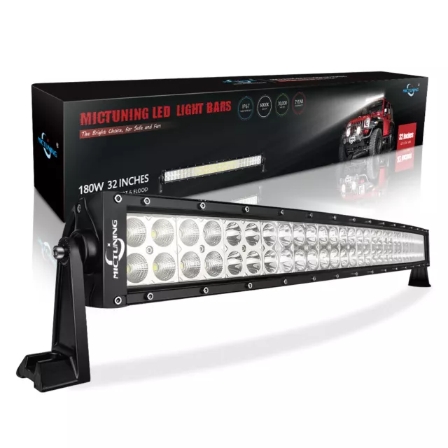 MICTUNING LED Light Bar 32 Inch 180W Spot Flood Combo Driving Lamp Roof Bumper