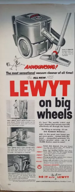 1954 Lewyt Model 77 vacuum cleaner for 1955 on Big Wheels vintage ad