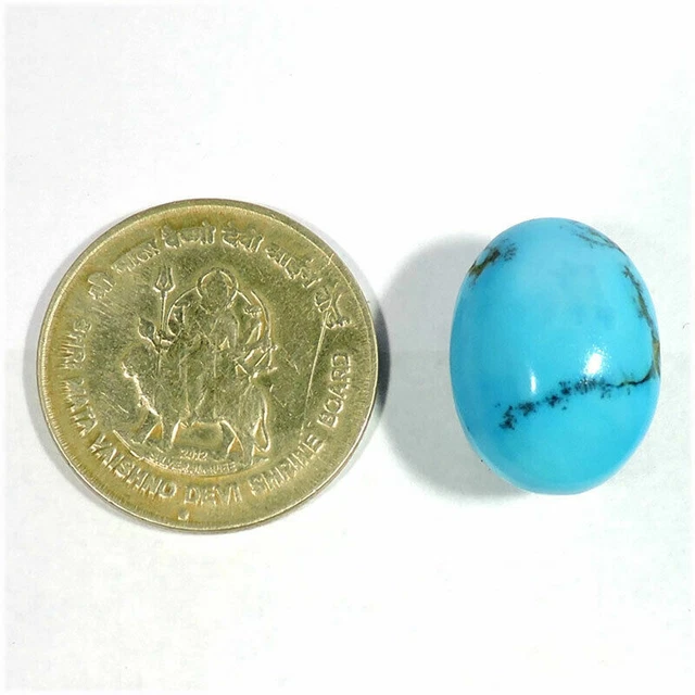 19.60Cts Natural Blue Turquoise Oval Cabochon Gemstone Jewelry Making V800