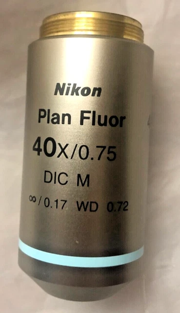 NIKON MICROSCOPE OBJECTIVE Plan Fluor 40x 0.75 DIC M ∞/0.17 WD 0.72 ...