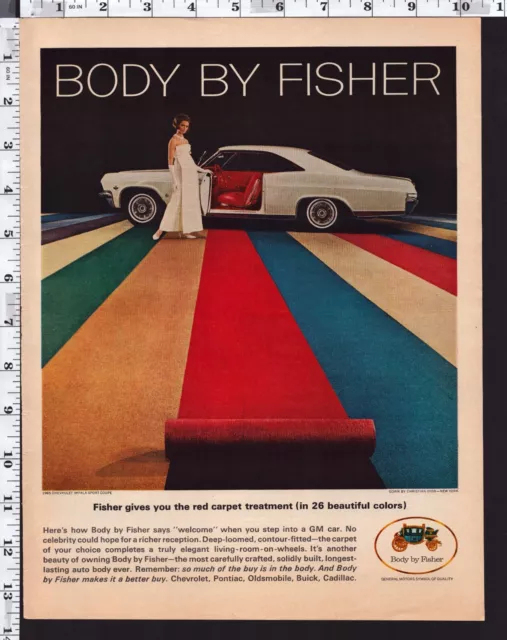 1965 Vintage Print Ad Body by Fisher Chevrolet Impala SS Car