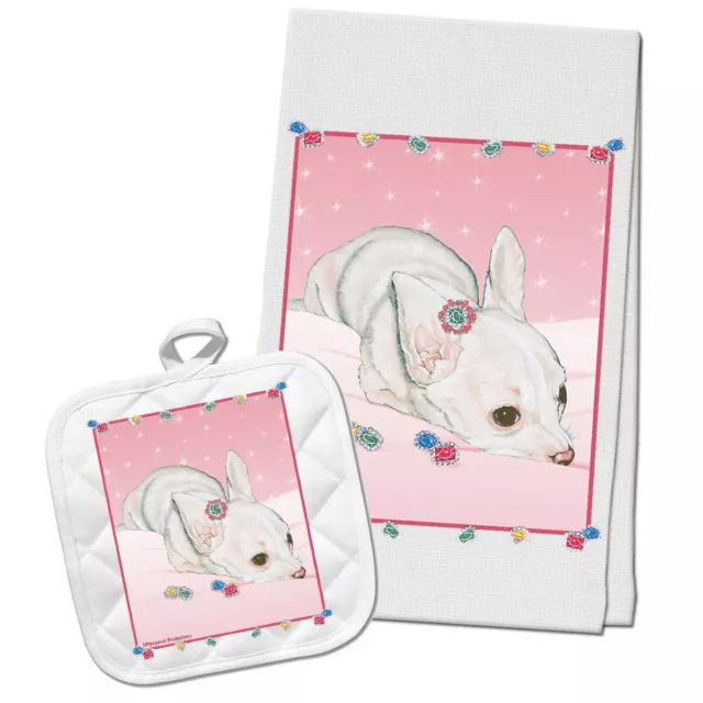 Chihuahua Kitchen Dish Towel and Pot Holder Gift Set