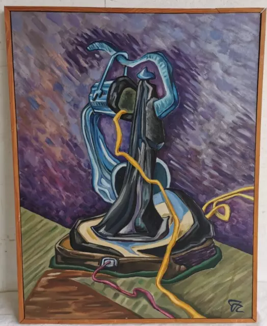 Francis COURTOT Tableau HUILE sur TOILE 1962 Signe Composition Abstrait Oil 8