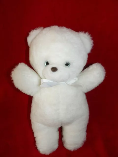 Doudou Peluche Ours Blanc Museau Marron Nounours 33 cm