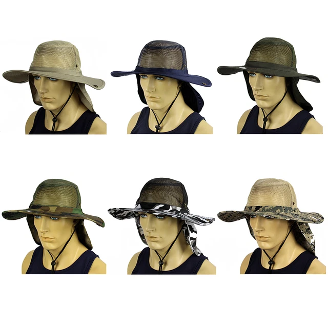 Boonie Bucket hat Mesh Military cap Ear Flap Neck Cover Sun Protection Wide brim
