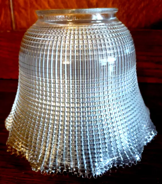 Halophane Clear Glass Lamp Shade Prismatic 2.25" Fitter Tulip Bell Shape READ