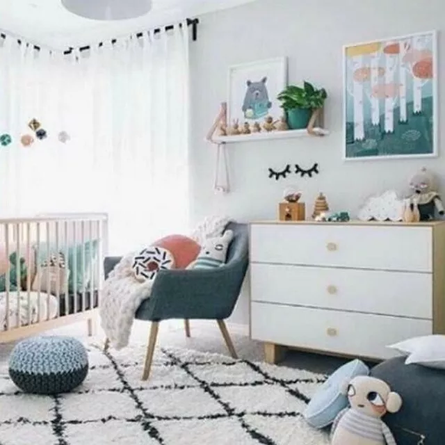 Nordischer Scandi-Stil Holzwimpern Baby Kinderzimmer klebrig Wanddekor UK 3