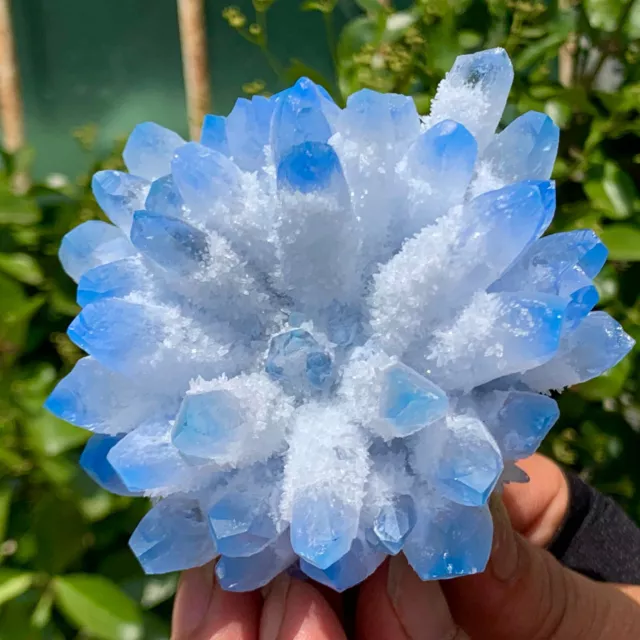 425G New Find sky blue Phantom Quartz Crystal Cluster Mineral Specimen Healing