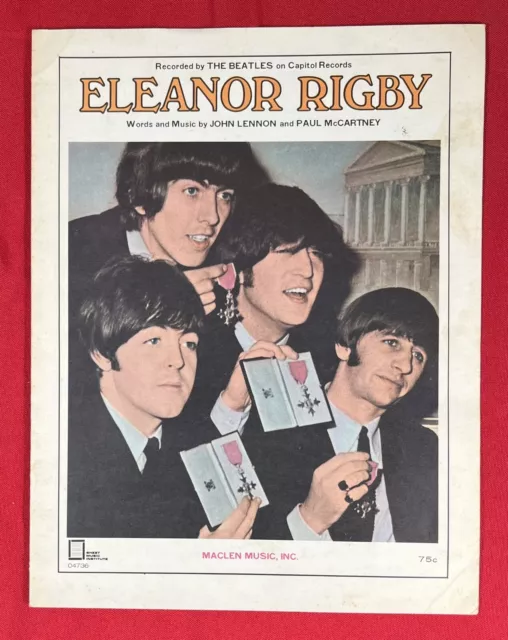 Vintage The Beatles Eleanor Rigby Original 1966 USA Sheet Music Piano Guitar