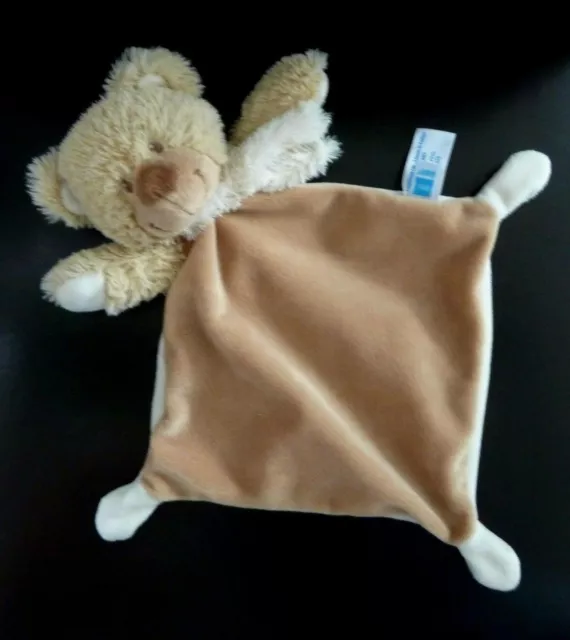 *. Doudou Plat Tex Baby Ours Ecru Blanc Beige Marron Echarpe - Etat Neuf*