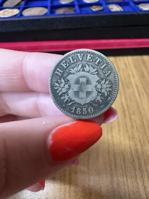 Antica Moneta Svizzera 20 Cent 1850 Sw