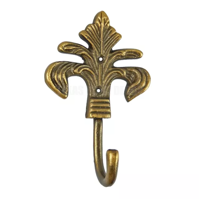 Fleur De Lis Wall Hook Antique Brass Towel Coat Key Hanger Victorian Style
