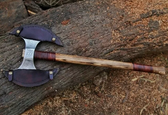 Double head Hand forged Viking axe with High carbon steel handmade hatchet GK