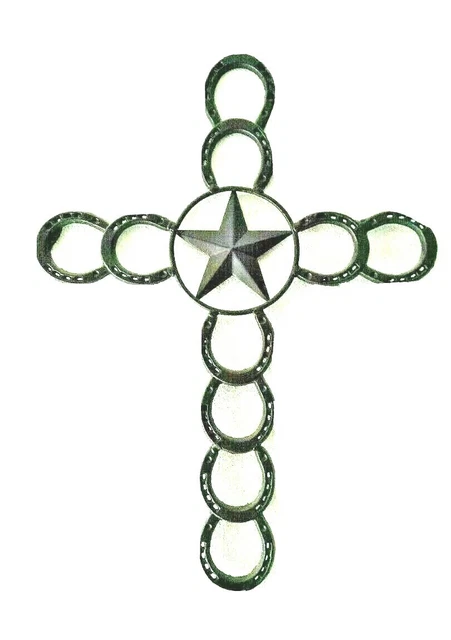 Cross Horseshoe Iron Metal Texas Star Wall Décor Western Brown Country Christian