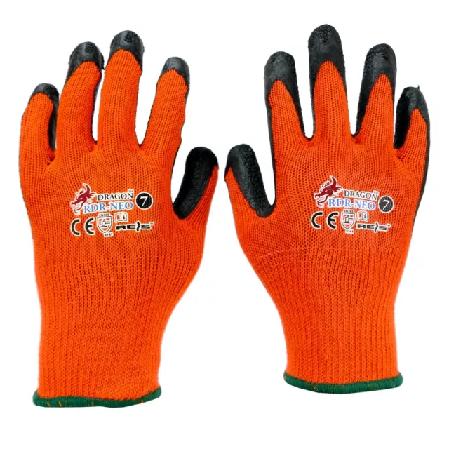 Arbeitshandschuhe 12 Paar Schutzhandschuhe Handschuhe Orange Latex Gr.7 - 11 NEU 2