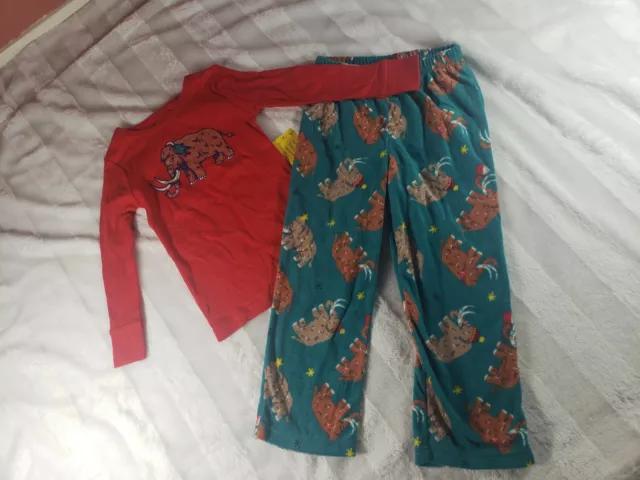 Cat & Jack Long Sleeve 2 PC Christmas Pajamas Set 3T Wooly Mammoth Red Green NWT