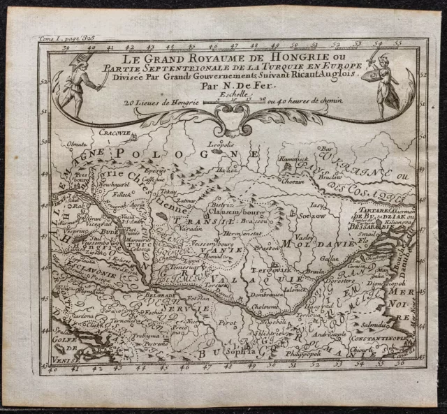 1749 - Hungary - Ancient geographical map by Nicholas of Iron - engraving