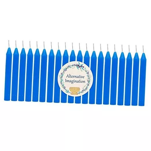 Set of 20 Unscented, 4 Inch Tall Chime Candles (Altar, Spell) Blue