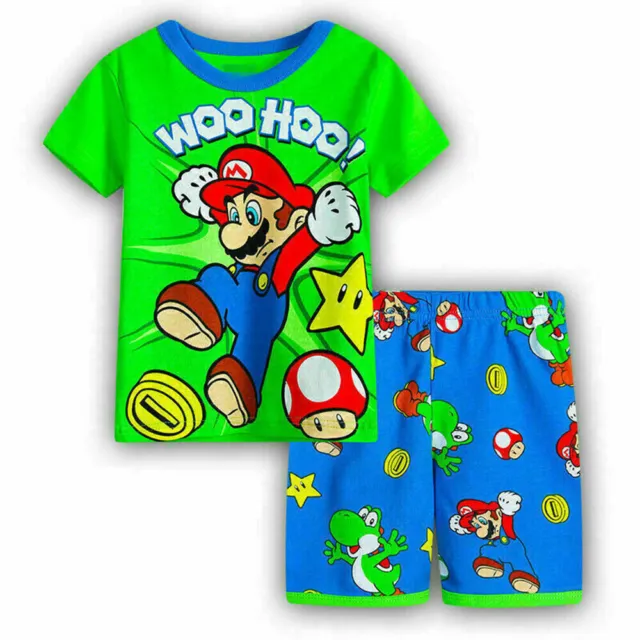 T-shirt estate bambino Super Mario pantaloncini ragazze ragazzi tuta set casual.
