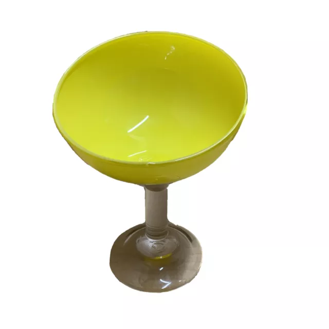 Glass Stand Display Yellow Glass with Clear Stem 16cm High