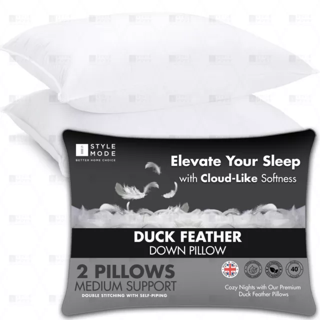 Duck Feather Down Pillows Hotel Quality Pillow Pack Of 2, 4, 6