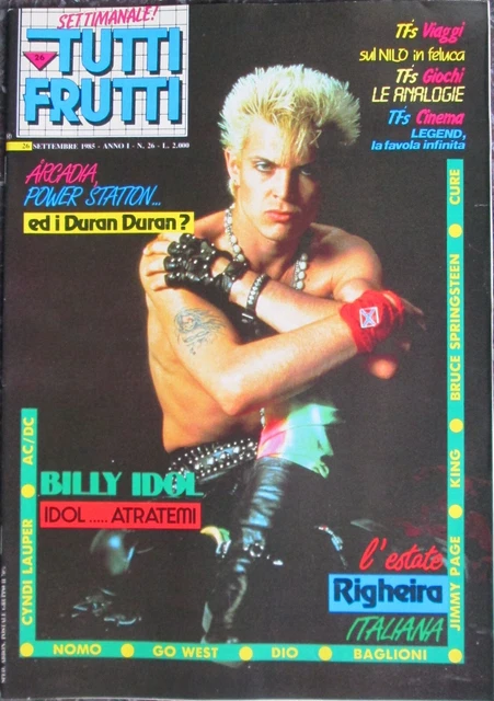 TUTTI FRUTTI 26 1985 Billy Idol Duran Duran Go West Cyndi Lauper Dio Righeira