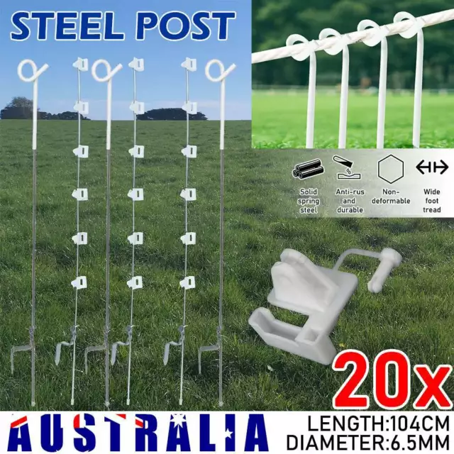 20PCS Tread In Pigtail Steel Post Posts Electric Fence Pig Tail Strip Graze Kit