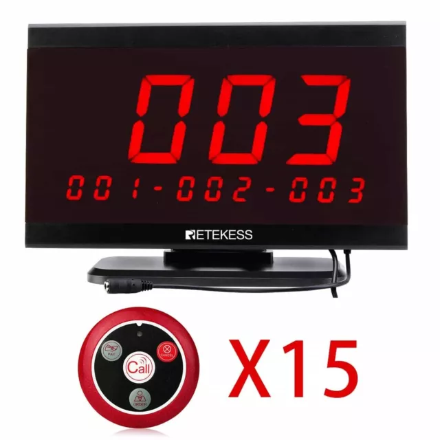 Retekess TD105 Restaurant Wireless Calling System Host Display 15 Buttons Cafes