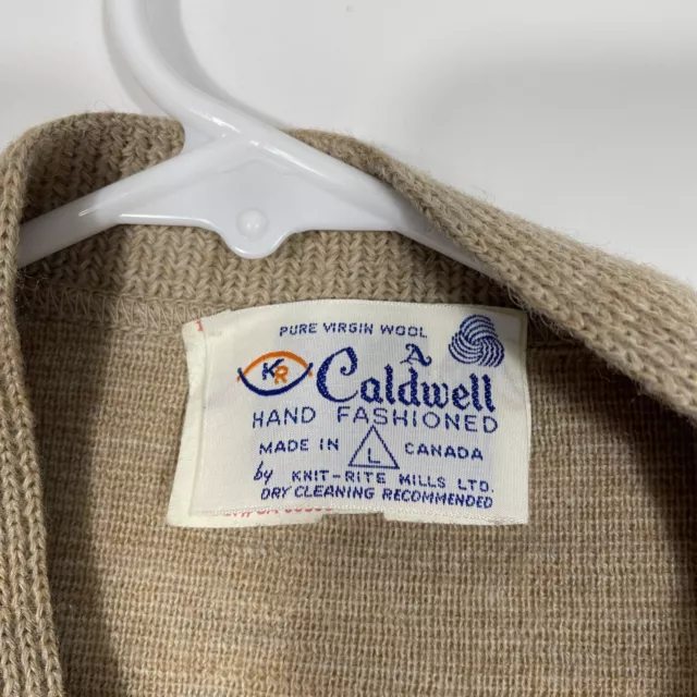 Vintage A Caldwell Wool Sweater Brown Cardigan Mens Size Large Hand Fashioned 2