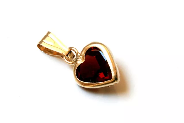 9ct Gold Garnet Heart Pendant no chain Gift Boxed Made in UK Birthday Gift