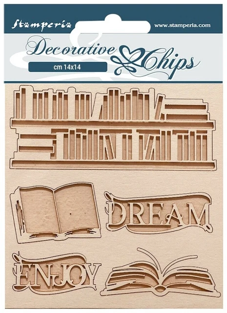3 Pack Stamperia Decorative Chips 5.5"X5.5"-Vintage Library Dream & Enjoy SCB167