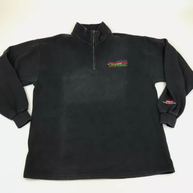 Vintage Adecco Maglione Taglia Grande L Nero Pullover 1/4 Zip Adulti Da Lee 999