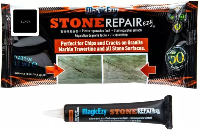 Stone Repair Ezy: (Black) Marble, Granite, Quartz Countertop Chip Repair Kit 2