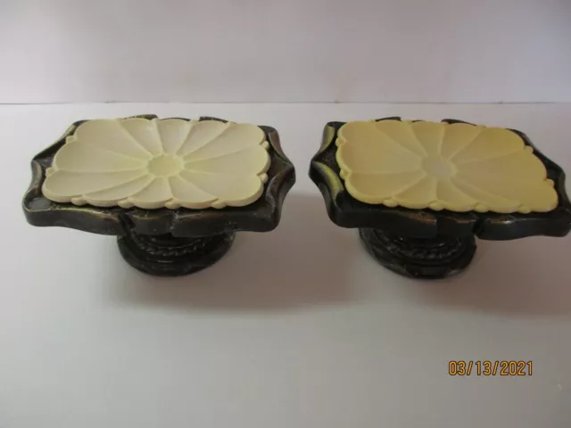 Vintage Amerock Carriage House Brass Soap Dishes/Holders Pedestal 1970's