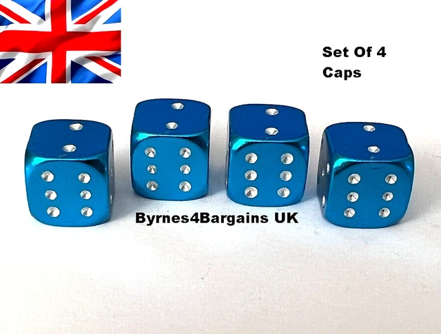thumbnail image 2 of Set Of 4 Dice Tyre Valve Dust Caps – For Car, Motorcycle, Van – Choose Color 2 of 3