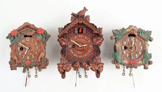 Lot of 3 miniature Keebler cuckoo clocks @ 1930s Good Original Projects