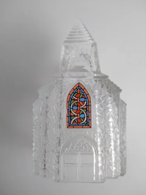 Vintage Glass Church Figurine with a Front Stained Window Christmas Decor 1992