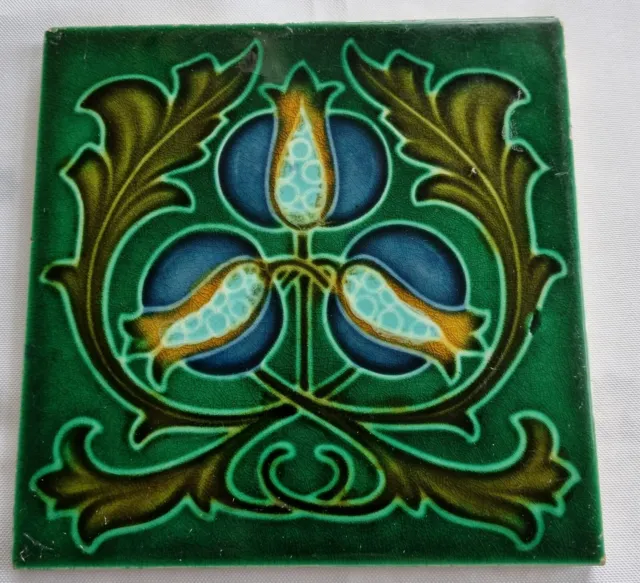 Art Nouveau Majolica Tile. Corn Bros. C1905. 2