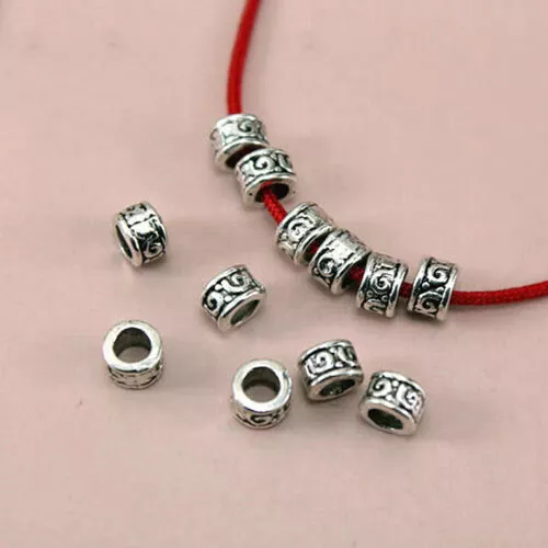 50Pcs Ancient Silver Metal Loose Spacer Beads for Jewelry Making DIY Accessories