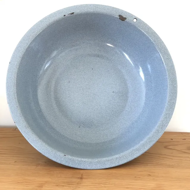 Vintage Gray/Blue Splatter Mixing Bowl Graniteware Enamelware Kitchen Ware