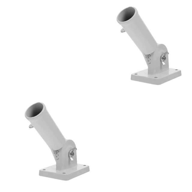 2 Pcs Weiß Aluminiumlegierung Fahnenstange Fahnenmast Wandhalterung Flagge