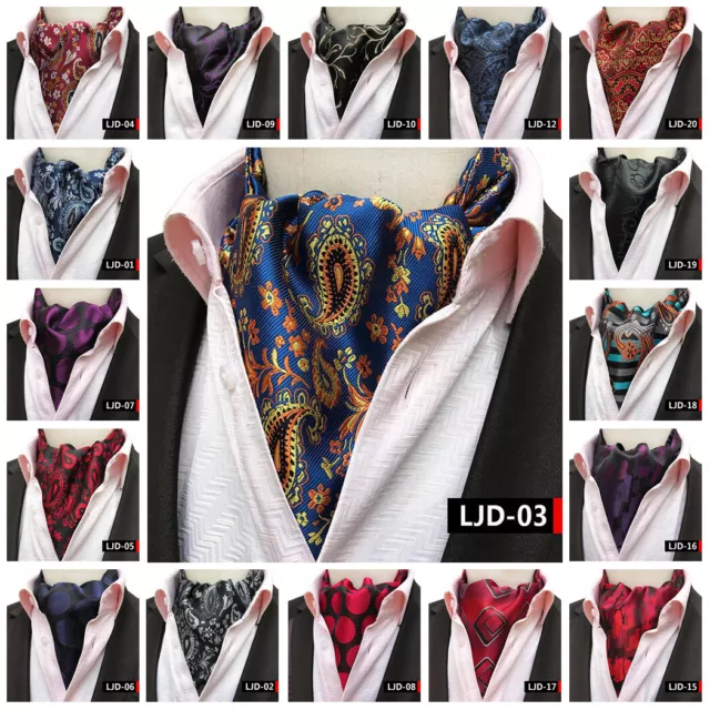 Cravat Men's Ascot Tie Novelty Paisley Silk Wedding Party Jacquard Woven Necktie