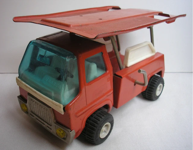 Camion De Chantier Miniature Tonka Vintage - Pick-up Bleu En Métal - Longueur 22 Cm - Occasion